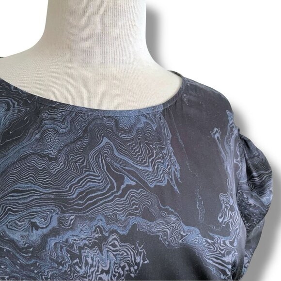 All Saints Womens Rafaela Hatsukoi Dress Sz 10 Black Gray Marble Print Midi - Picture 8 of 16